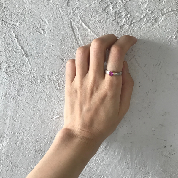 シルバー×一粒リング