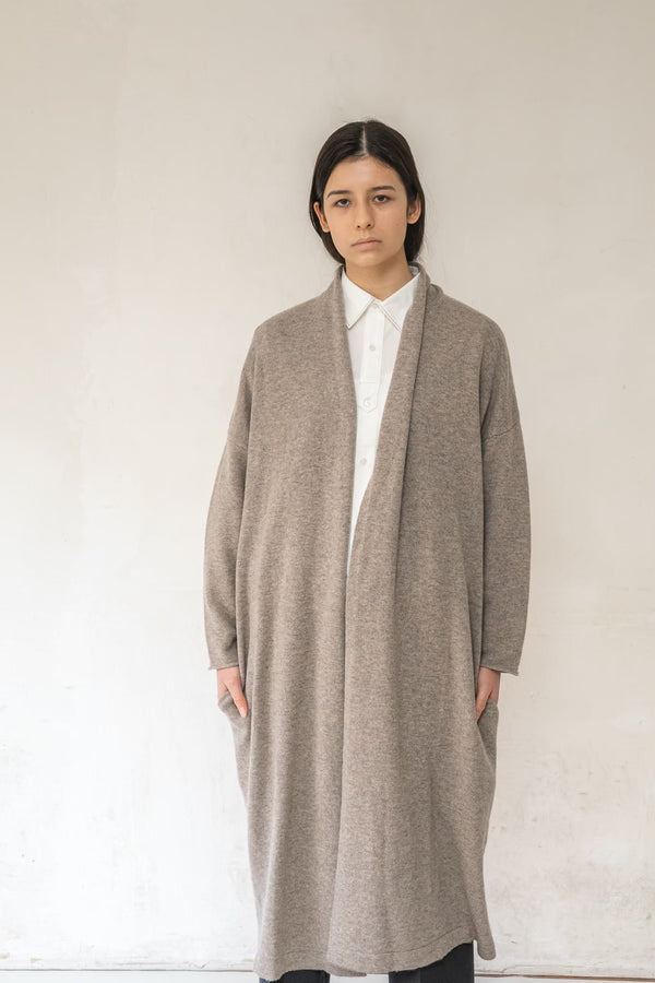ノーカラーガウンコート| ウールカシミア